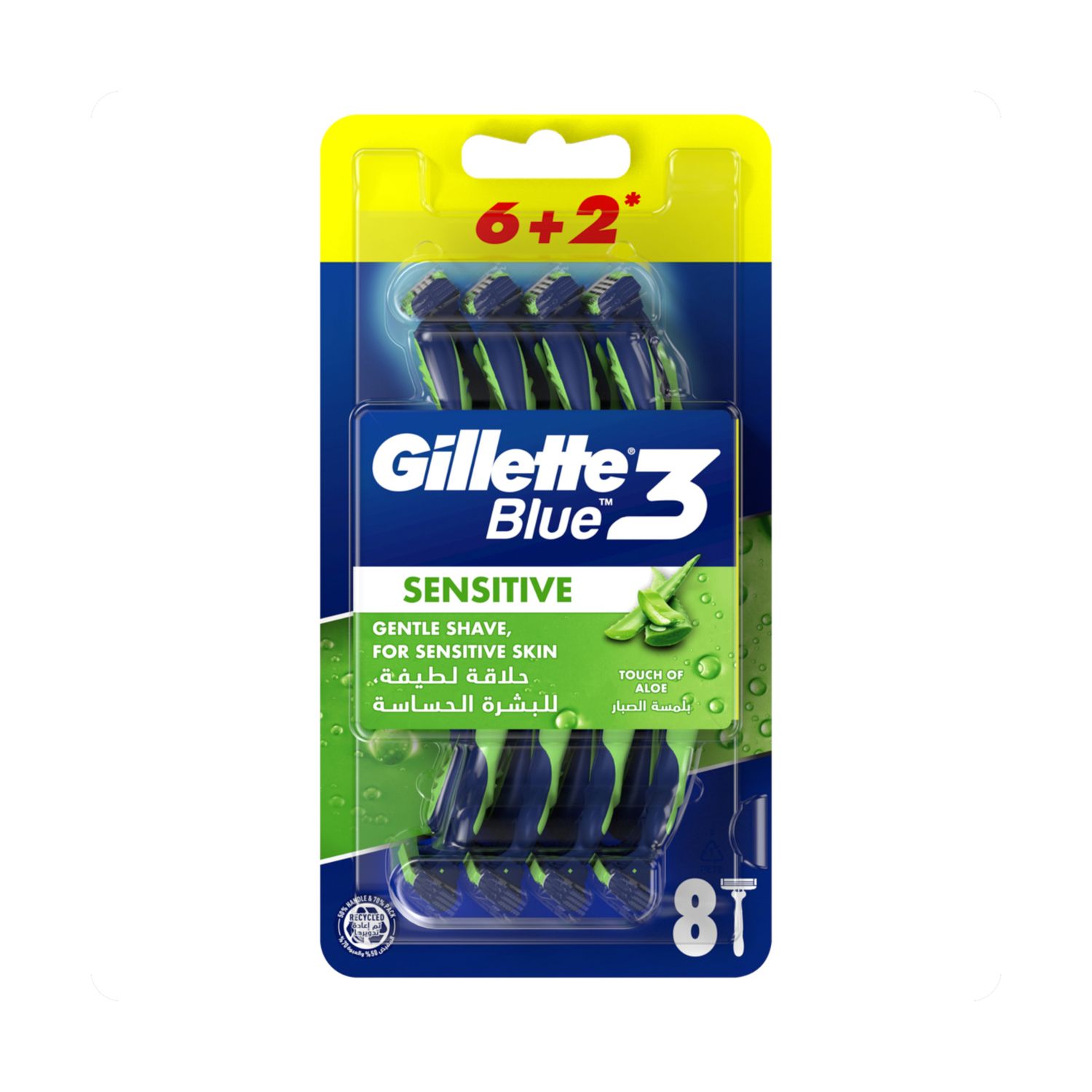 GILLETTE BLUE3 SENSITIVE 6CT RAZORS -1620/=